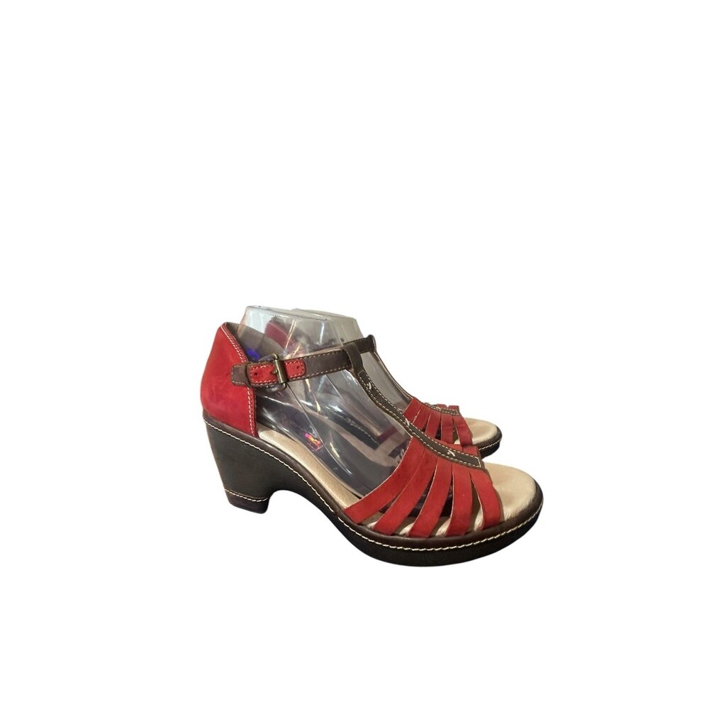 Jambu Dutch Design Velvet Brown Sandals Chunky Heel Wedge Buckle Sz 9.5M Y2K